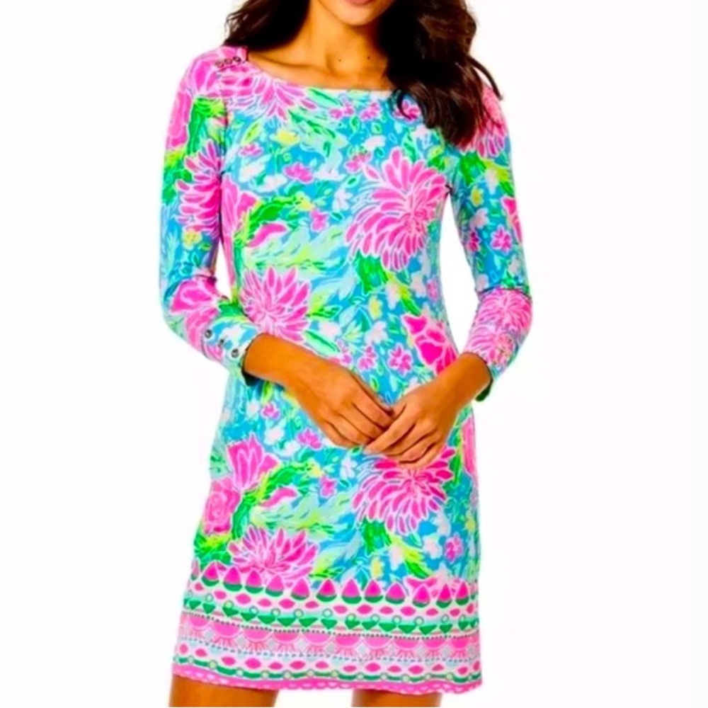 Lilly Pulitzer UPF 50+ Sophie Dress Zanizbar Blue Bunny Business Size Medium